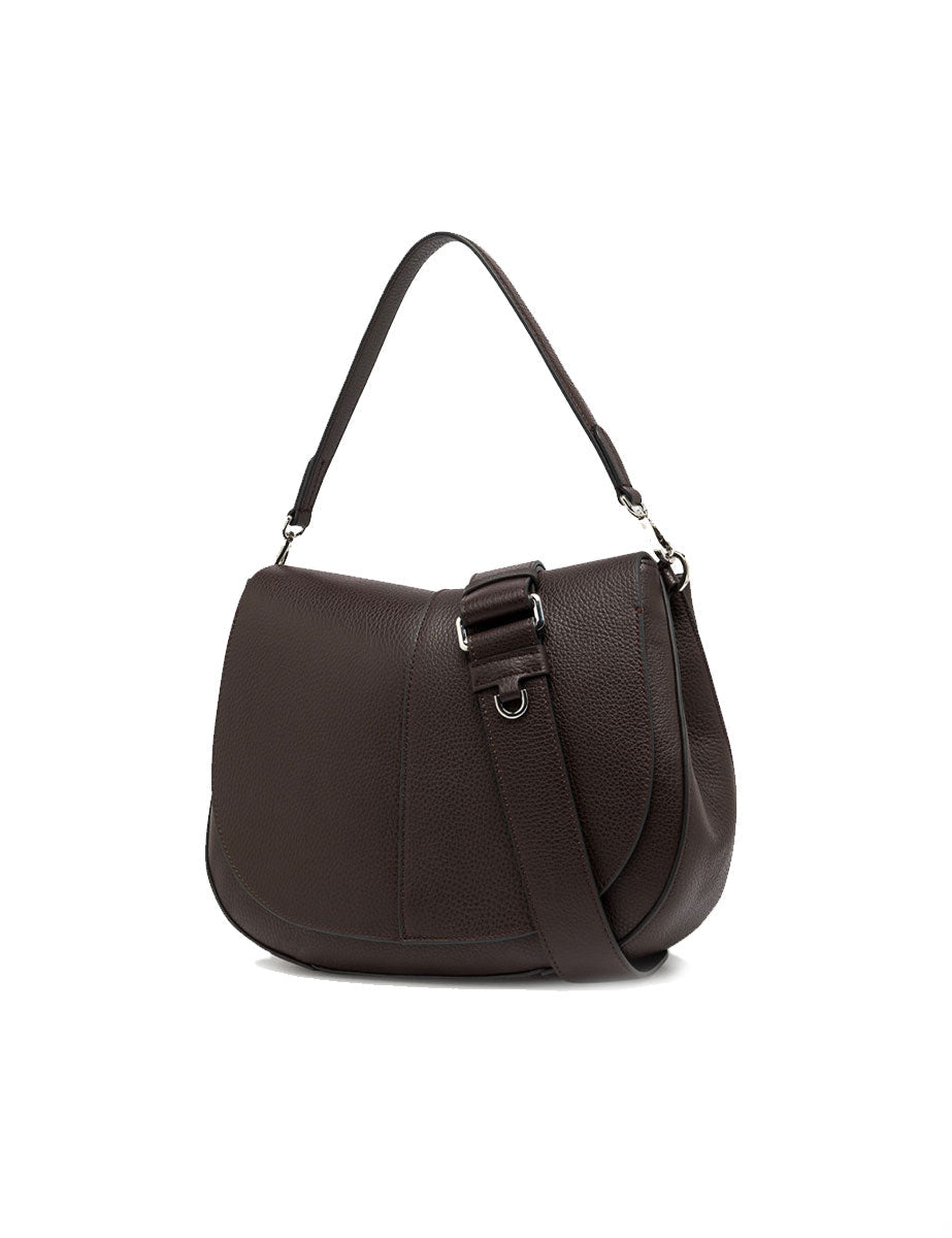 borsa pelle helena round marrone scuro - gianni chiarini - clutch