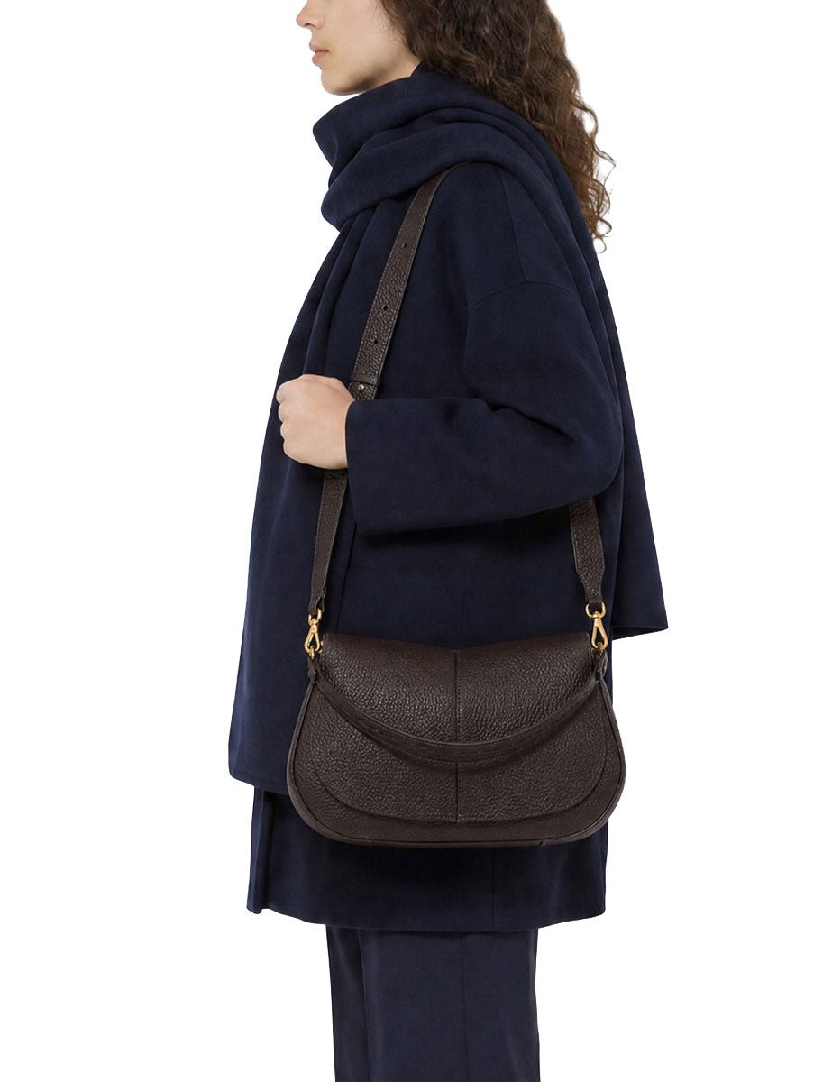 borsa pelle helena round marrone scuro - gianni chiarini - clutch