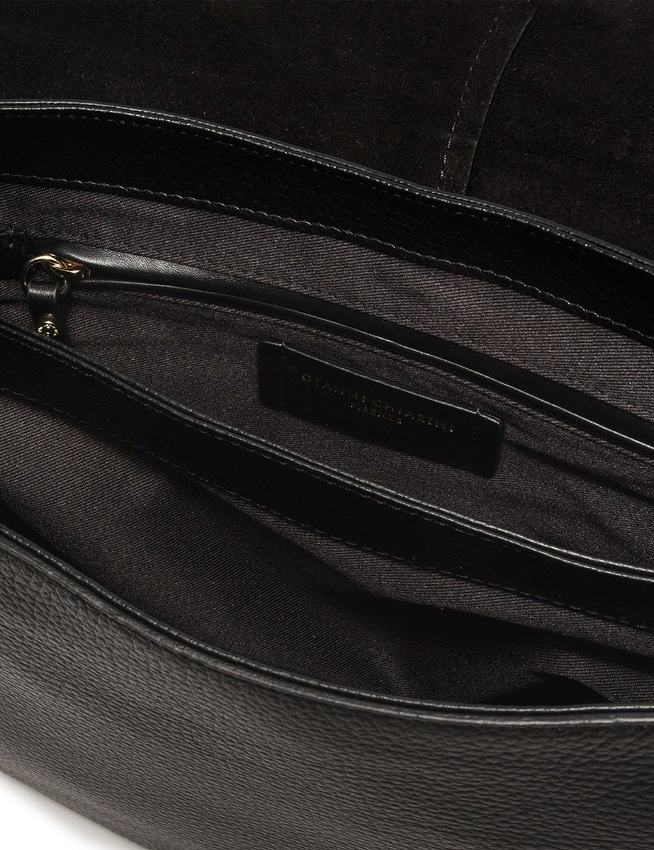 borsa pelle helena round nero - gianni chiarini - clutch