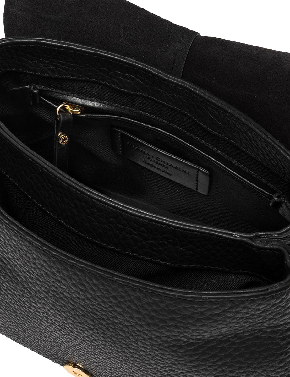 borsa pelle helena round nero - gianni chiarini - clutch