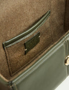 borsa pelle interno cashmere verde - unica bag lab - clutch