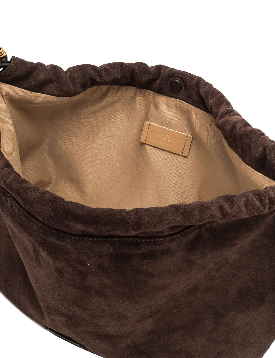 borsa pelle morgana marrone scuro - gianni chiarini - clutch