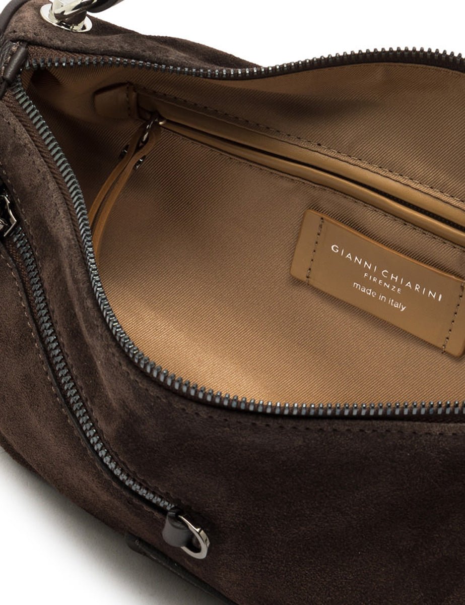 borsa pelle scamosciata cindy moka - gianni chiarini - clutch