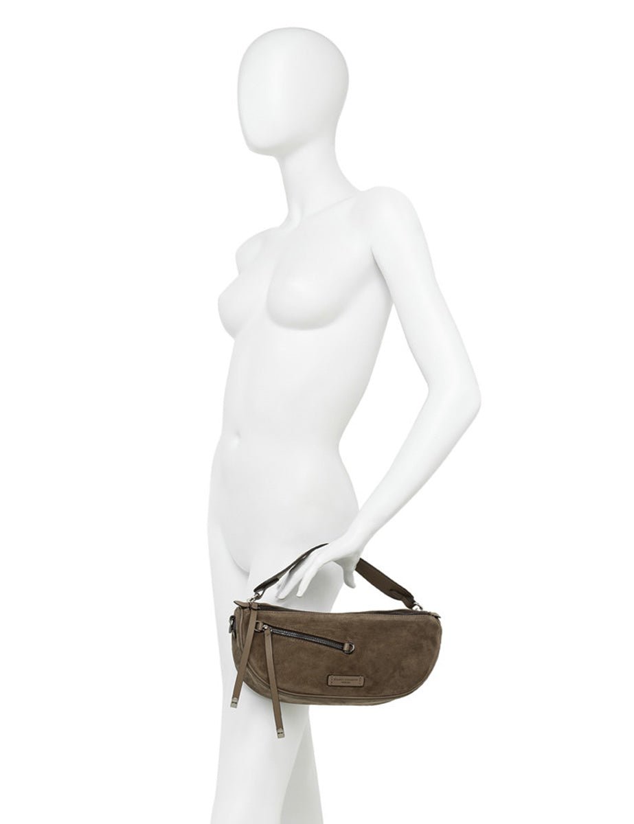 borsa pelle scamosciata cindy moka - gianni chiarini - clutch