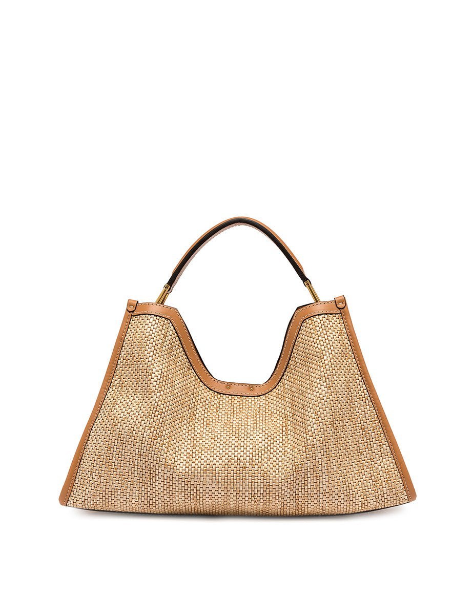 borsa pelle tessuto aurora naturale - gianni chiarini - shopper