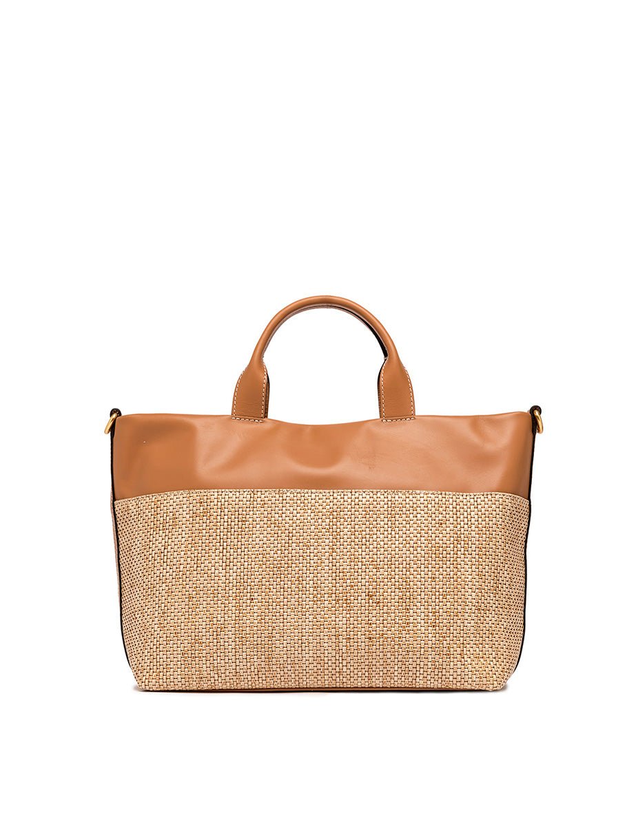 borsa pelle tessuto duna naturale - gianni chiarini - shopper
