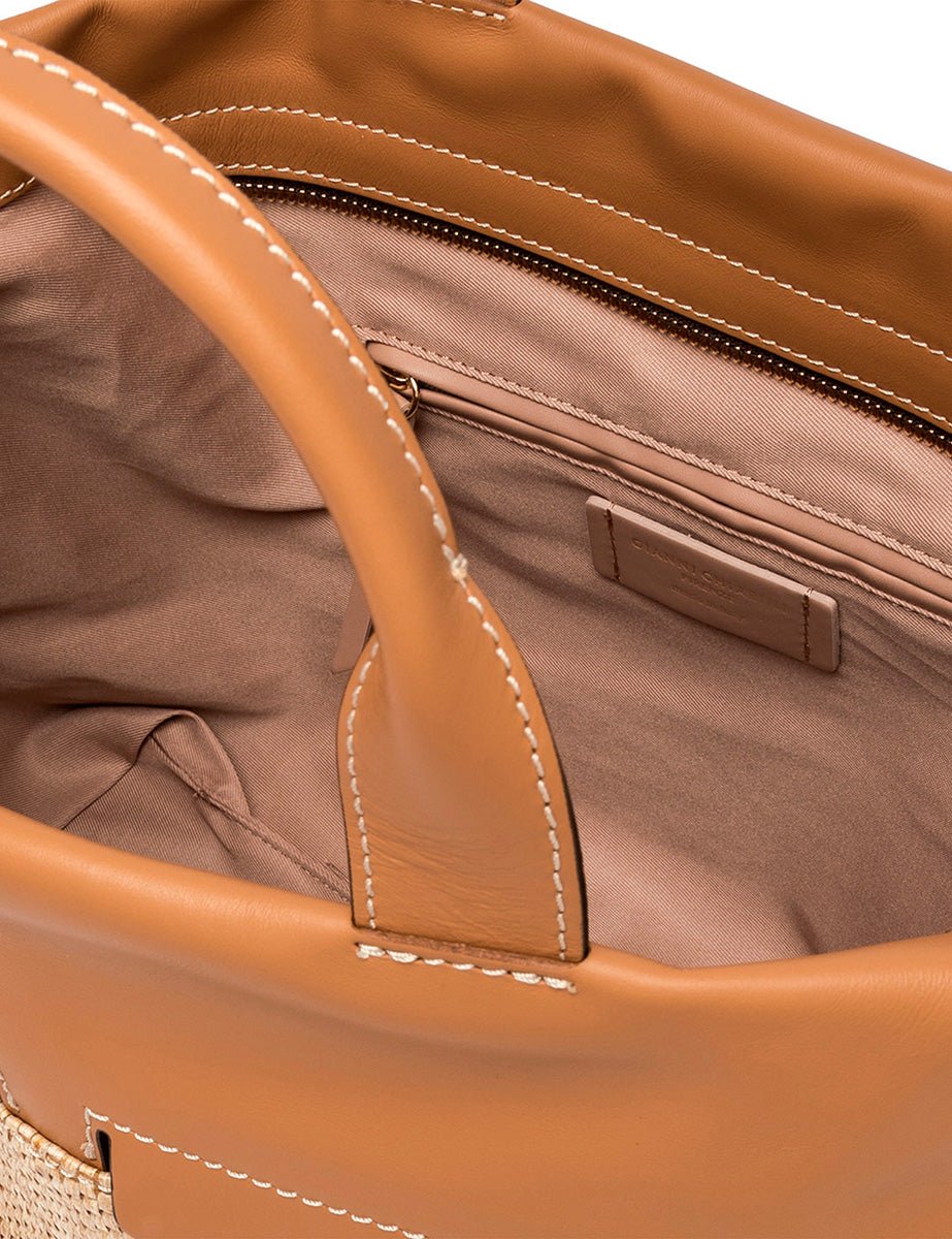 borsa pelle tessuto duna naturale - gianni chiarini - shopper