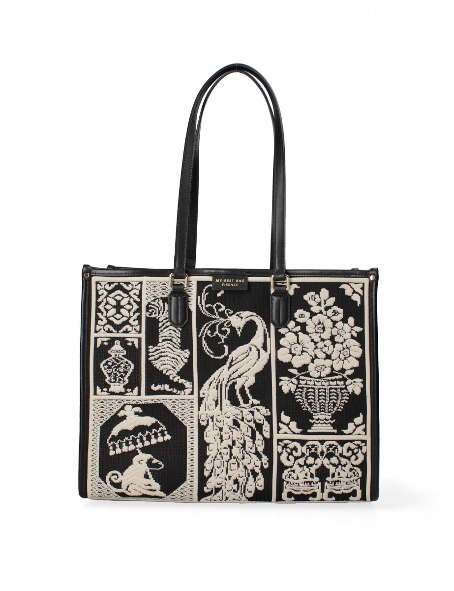 borsa shopper big azulejos black - my best bag - shopper