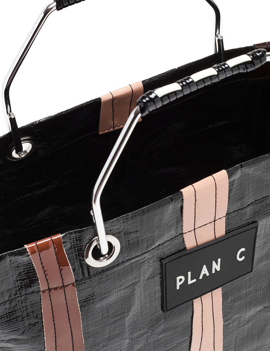 borsa shopper grande rosa marrone scuro - plan c - shopper