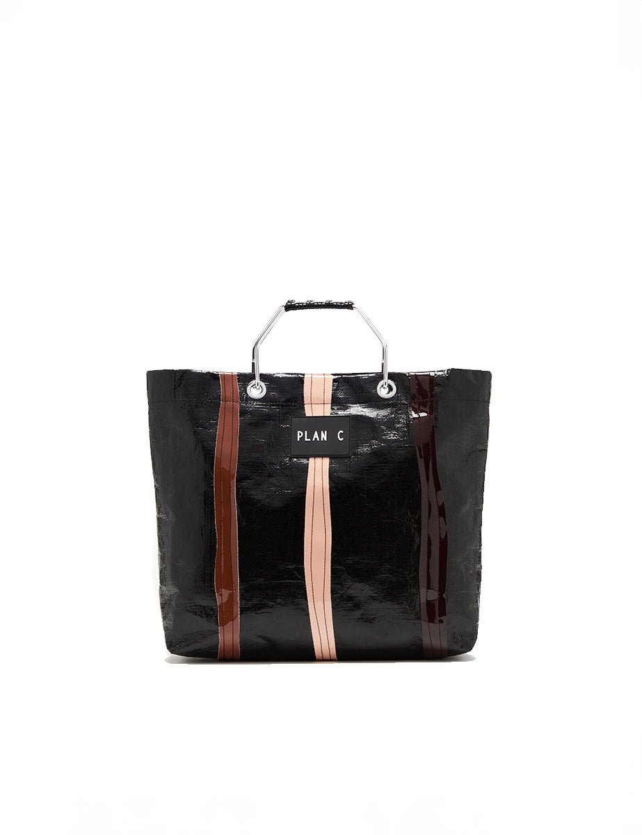 borsa shopper grande rosa marrone scuro - plan c - shopper