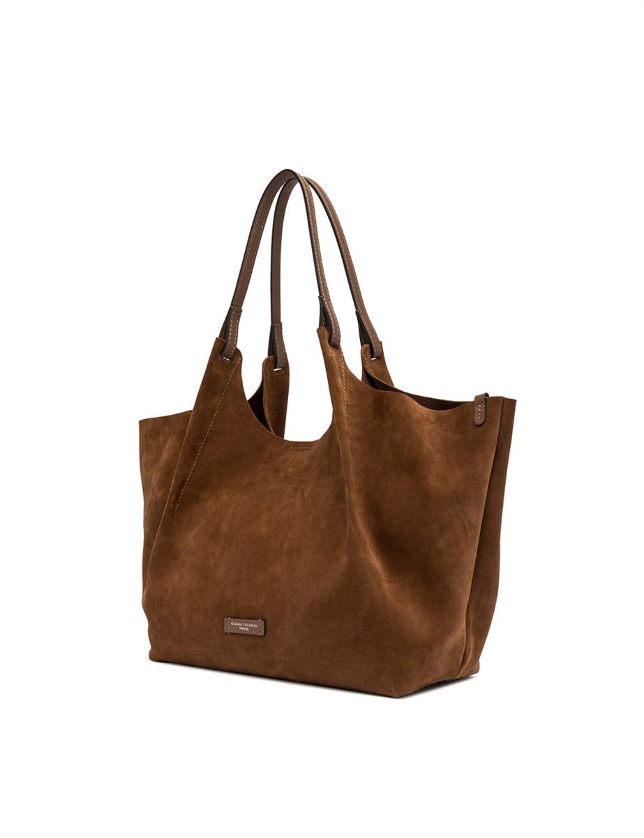 borsa suede dua cognac - gianni chiarini - shopper