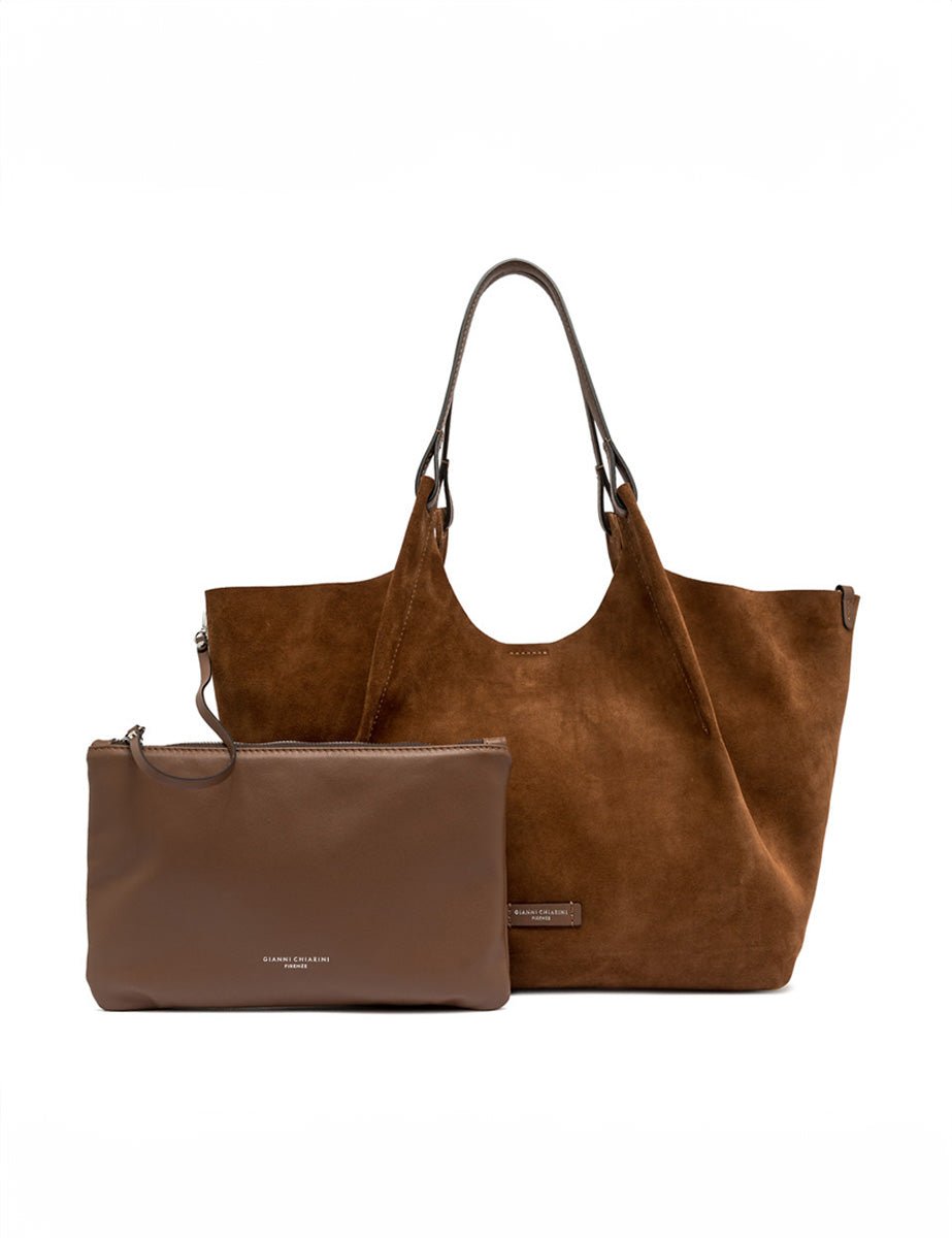 borsa suede dua cognac - gianni chiarini - shopper