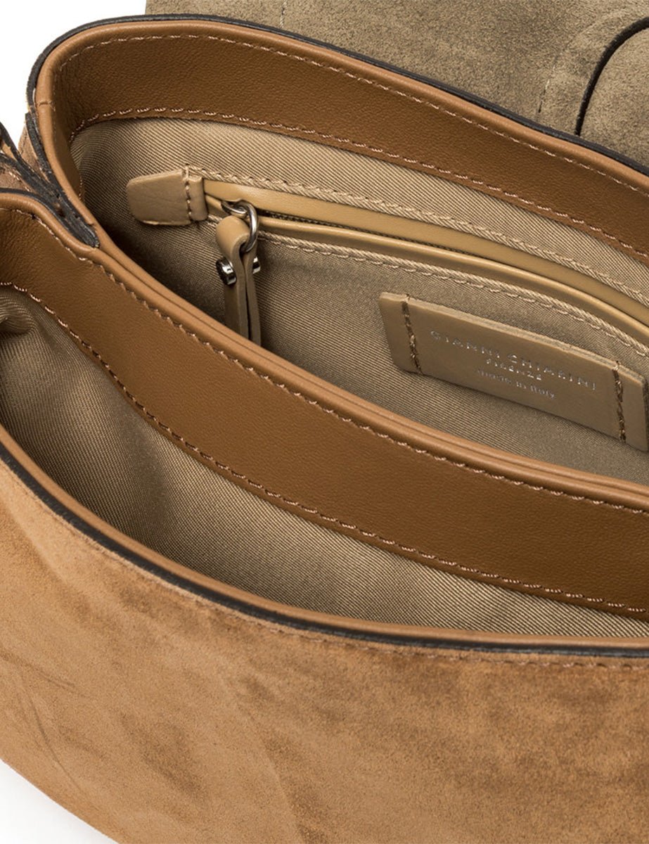 borsa suede helena round studs caramel - gianni chiarini - clutch