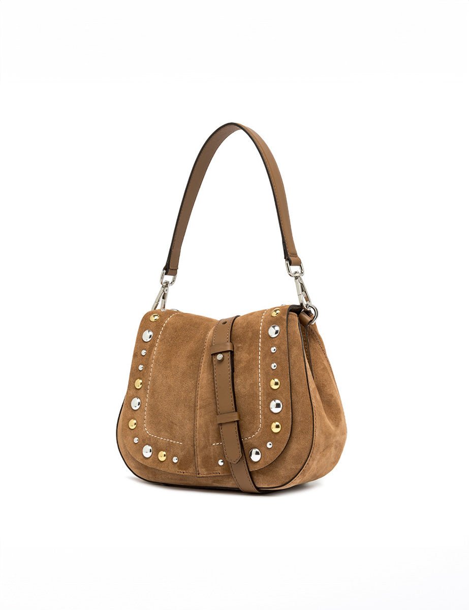 borsa suede helena round studs caramel - gianni chiarini - clutch