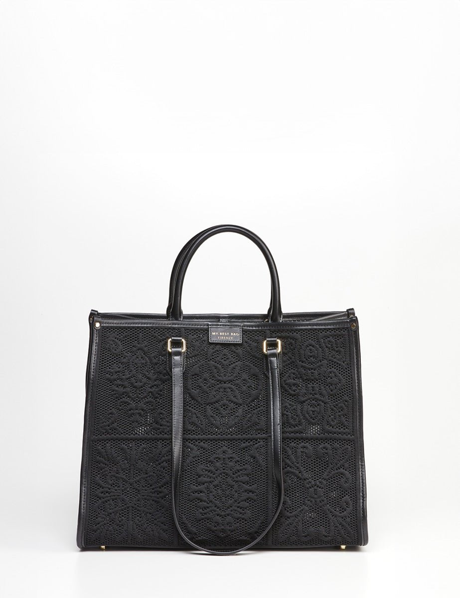borsa tessuto ossidiana black - my best bag - shopper
