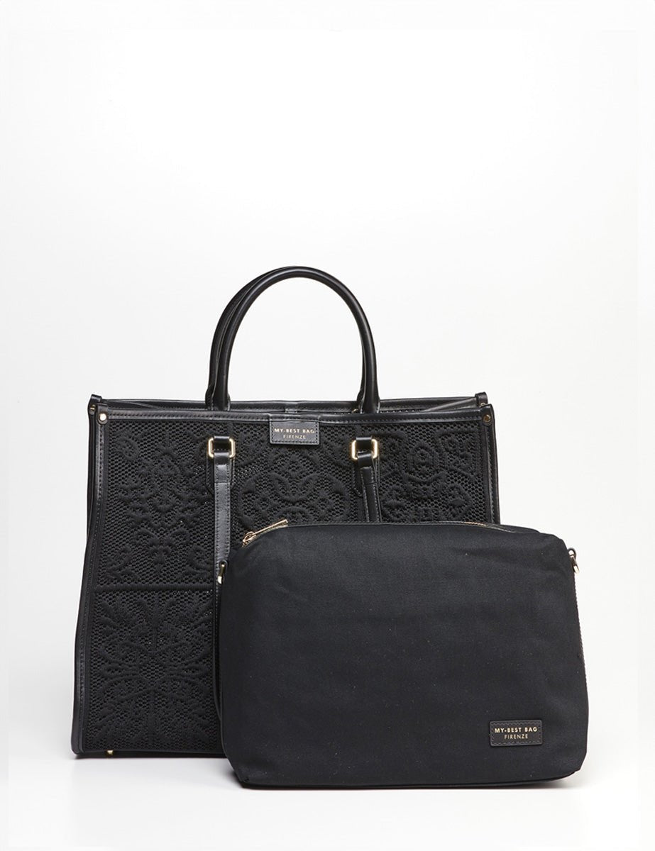 borsa tessuto ossidiana black - my best bag - shopper