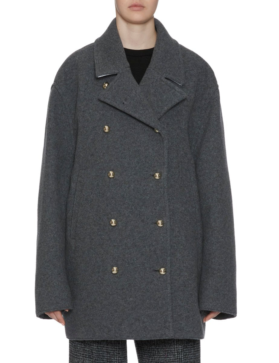 caban doppiopetto grigio melange - n21 alessandro dell'acqua - cappotto