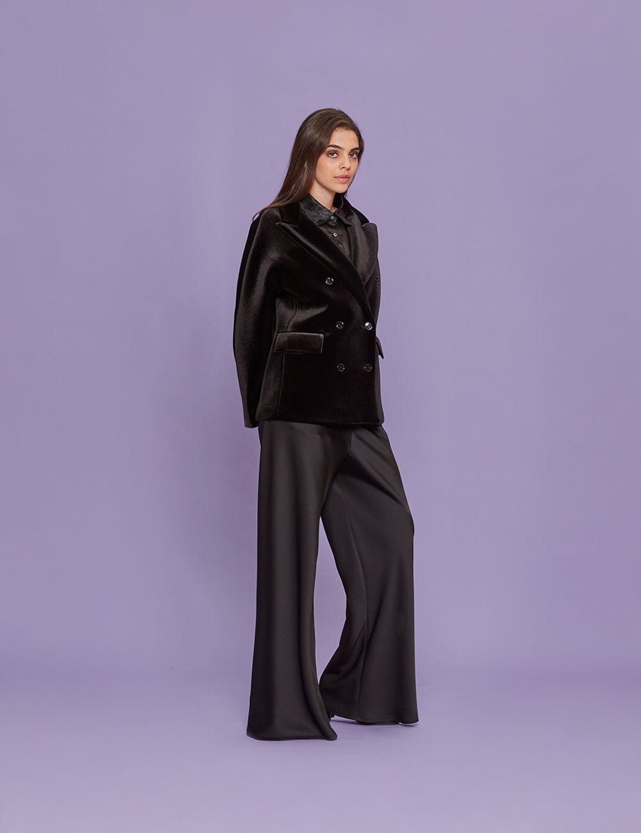 caban velluto liscio nero - blufrida - giacca