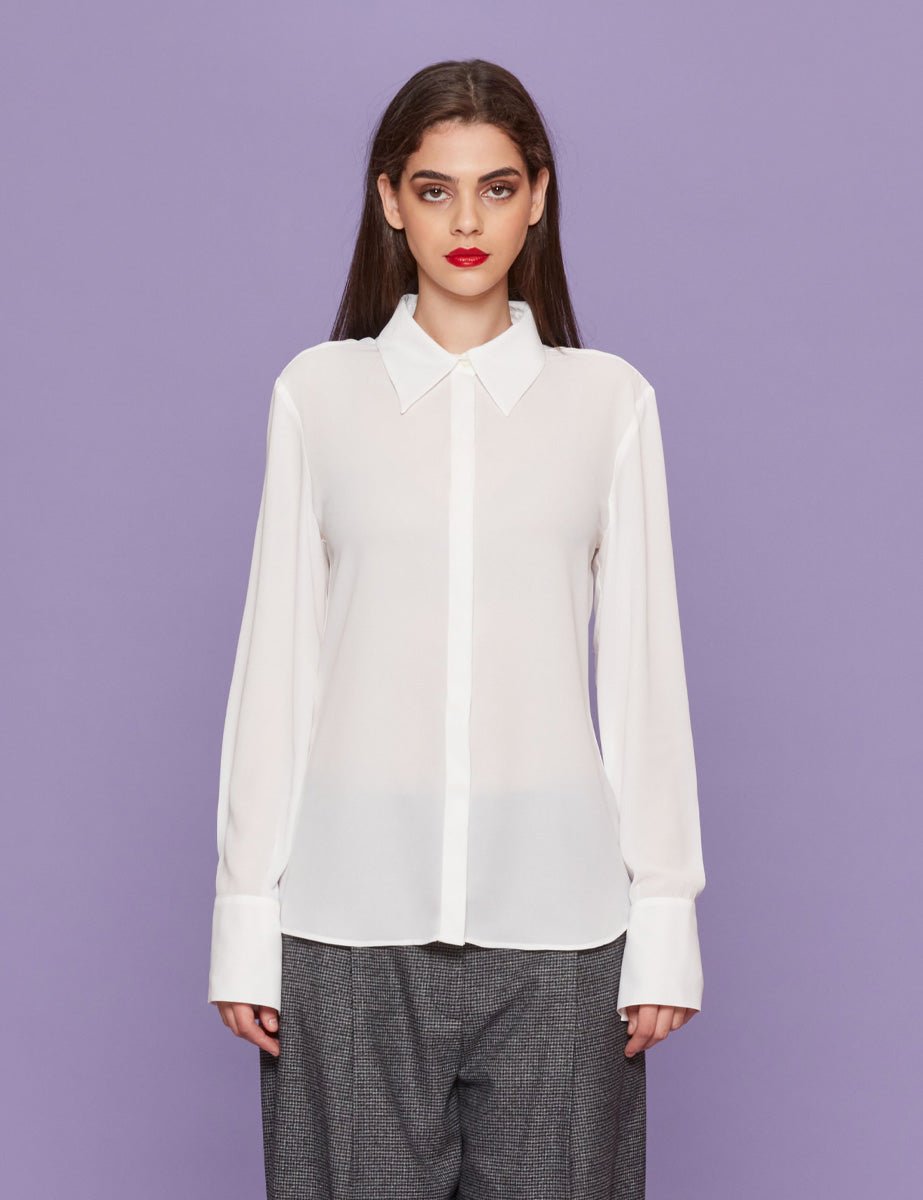 camicia georgette bianco seta - blufrida - camicia manica lunga