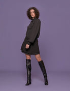 camicia georgette rouches nero - blufrida - camicia manica lunga