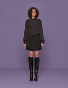 camicia georgette rouches nero - blufrida - camicia manica lunga