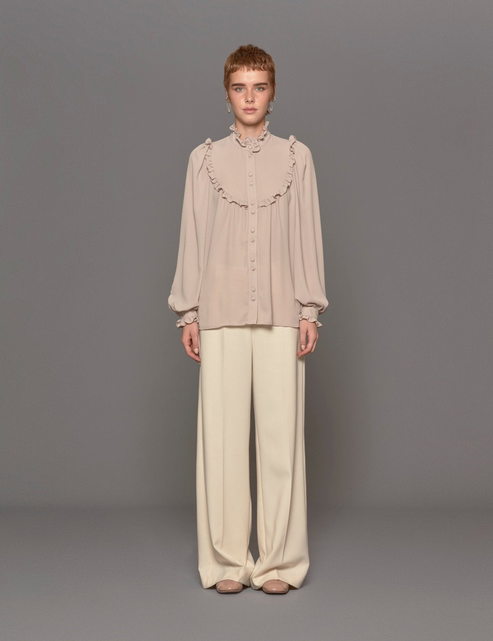 camicia georgette rouches perla - blufrida - camicia manica lunga