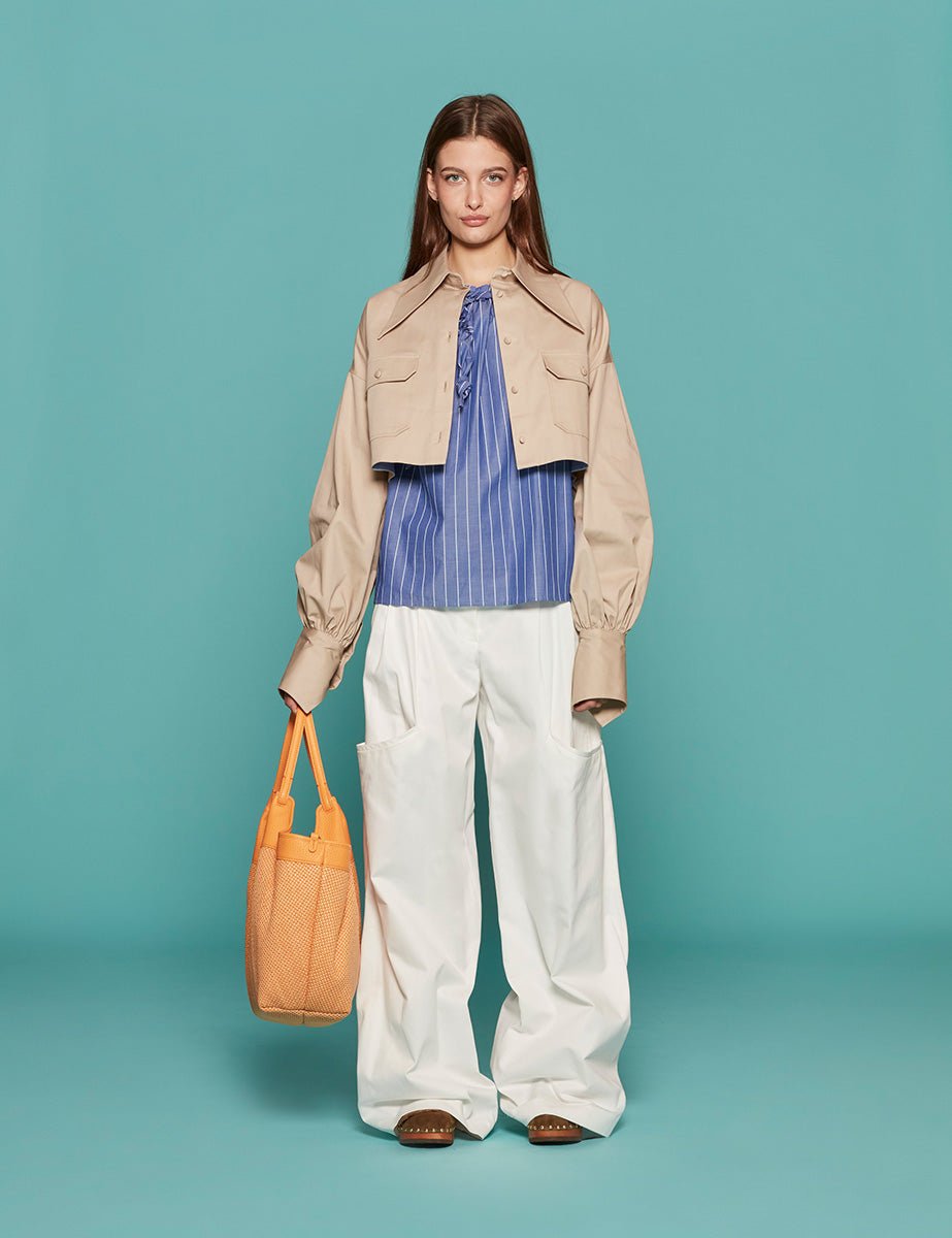 camicia jagger cropped kaki - jejia - camicia manica lunga