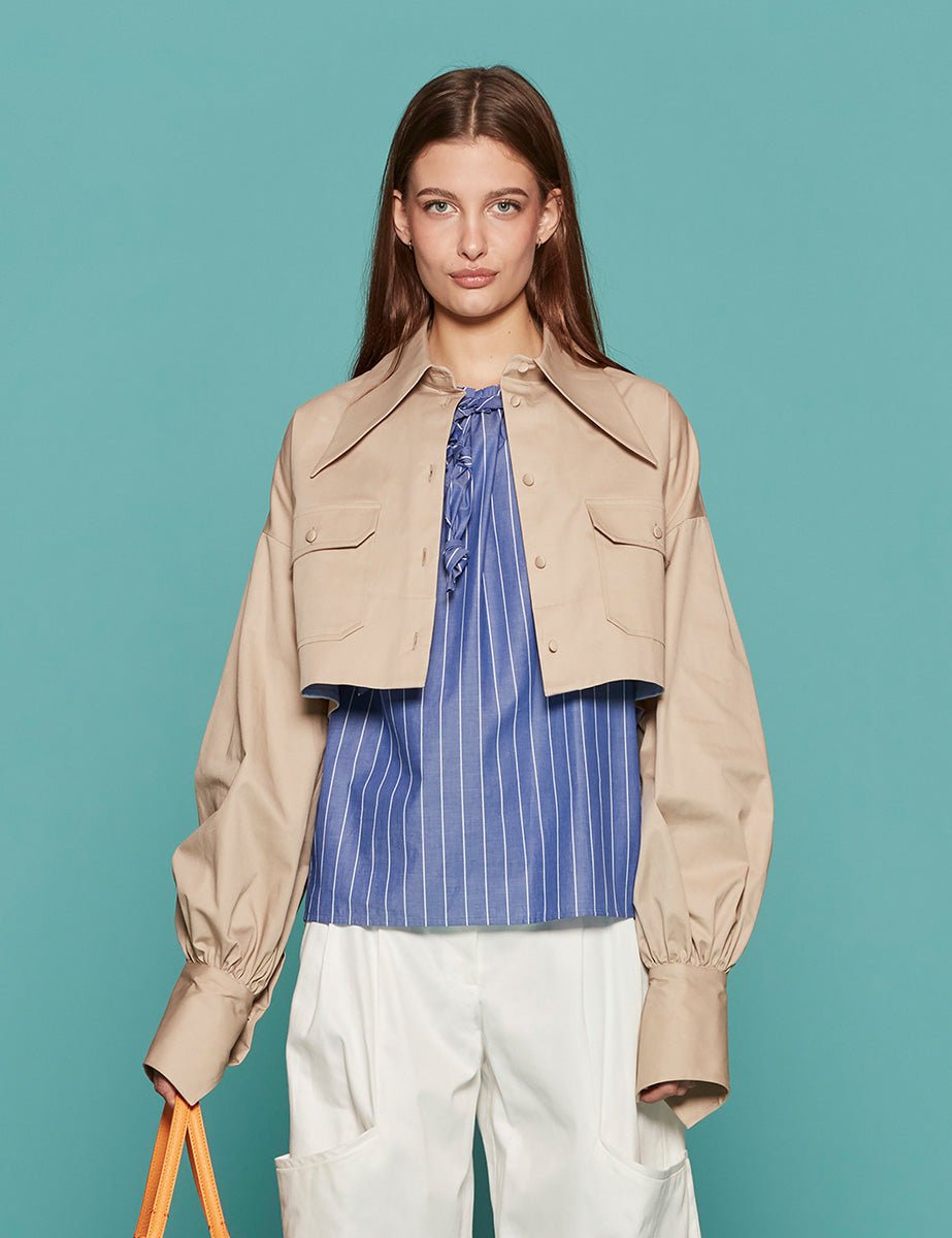 camicia jagger cropped kaki - jejia - camicia manica lunga