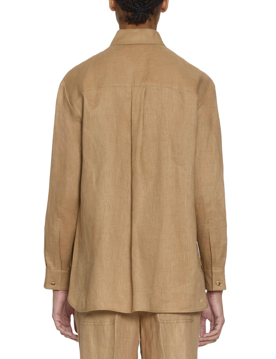 camicia lino cammello - max mara leisure - camicia manica lunga