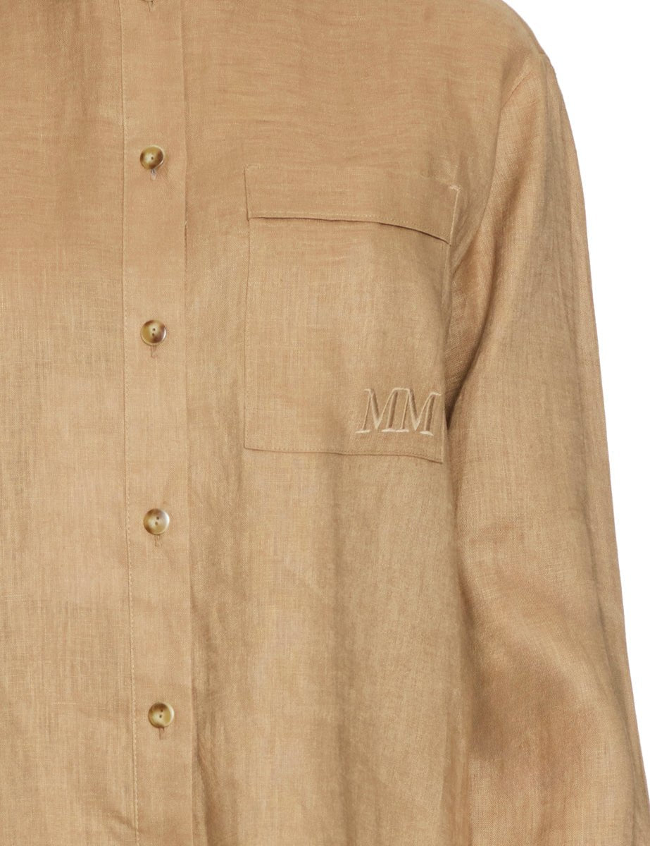 camicia lino cammello - max mara leisure - camicia manica lunga