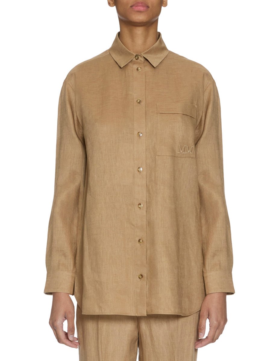 camicia lino cammello - max mara leisure - camicia manica lunga