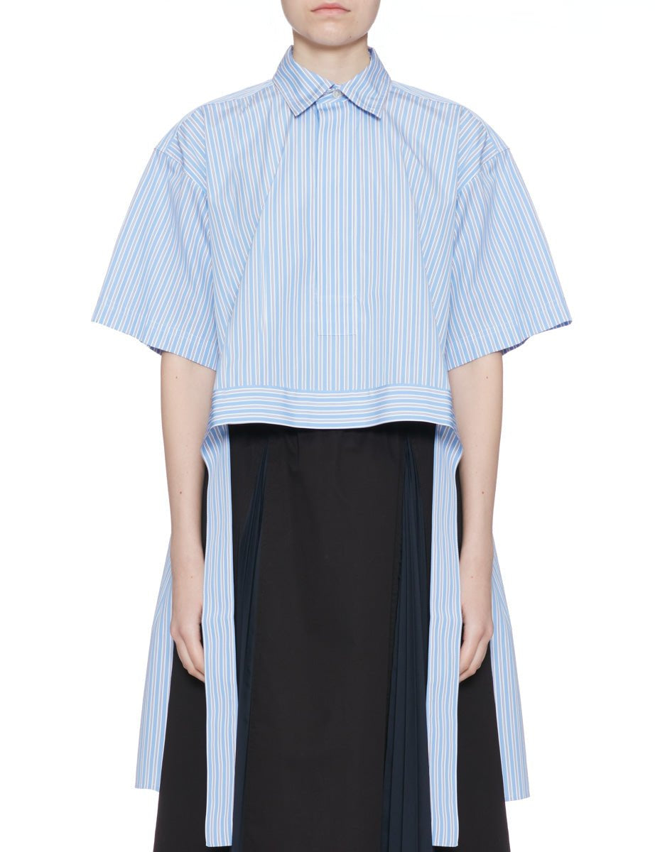 camicia manica corta righe azzurro bianco - plan c - camicia manica corta