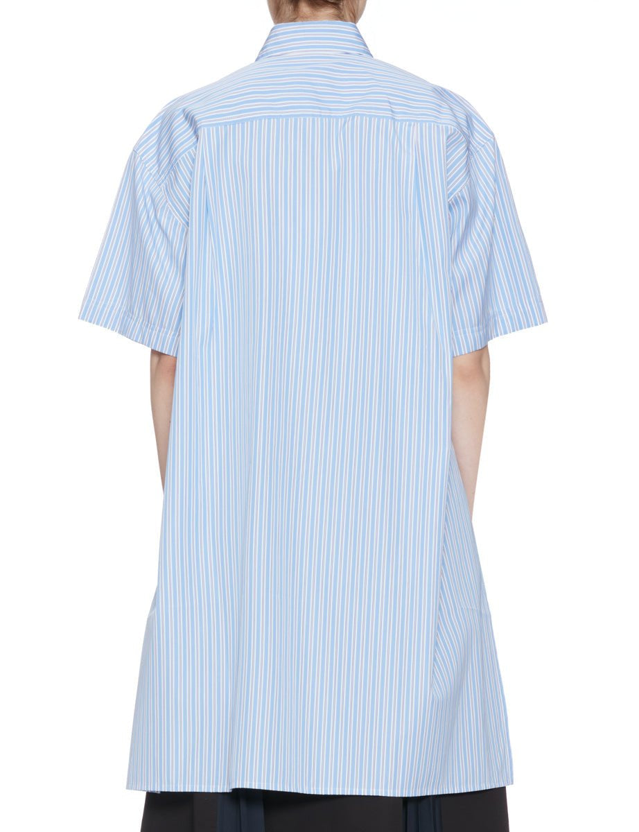 camicia manica corta righe azzurro bianco - plan c - camicia manica corta