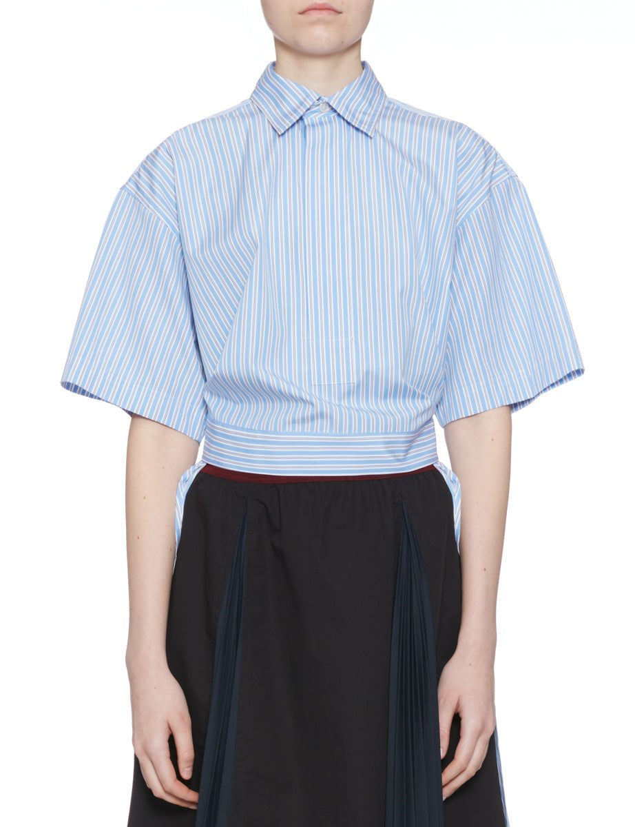 camicia manica corta righe azzurro bianco - plan c - camicia manica corta