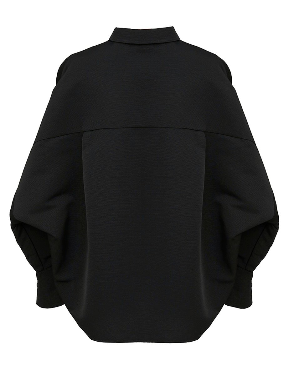 camicia manica pipistrello nero - co.go - camicia manica lunga