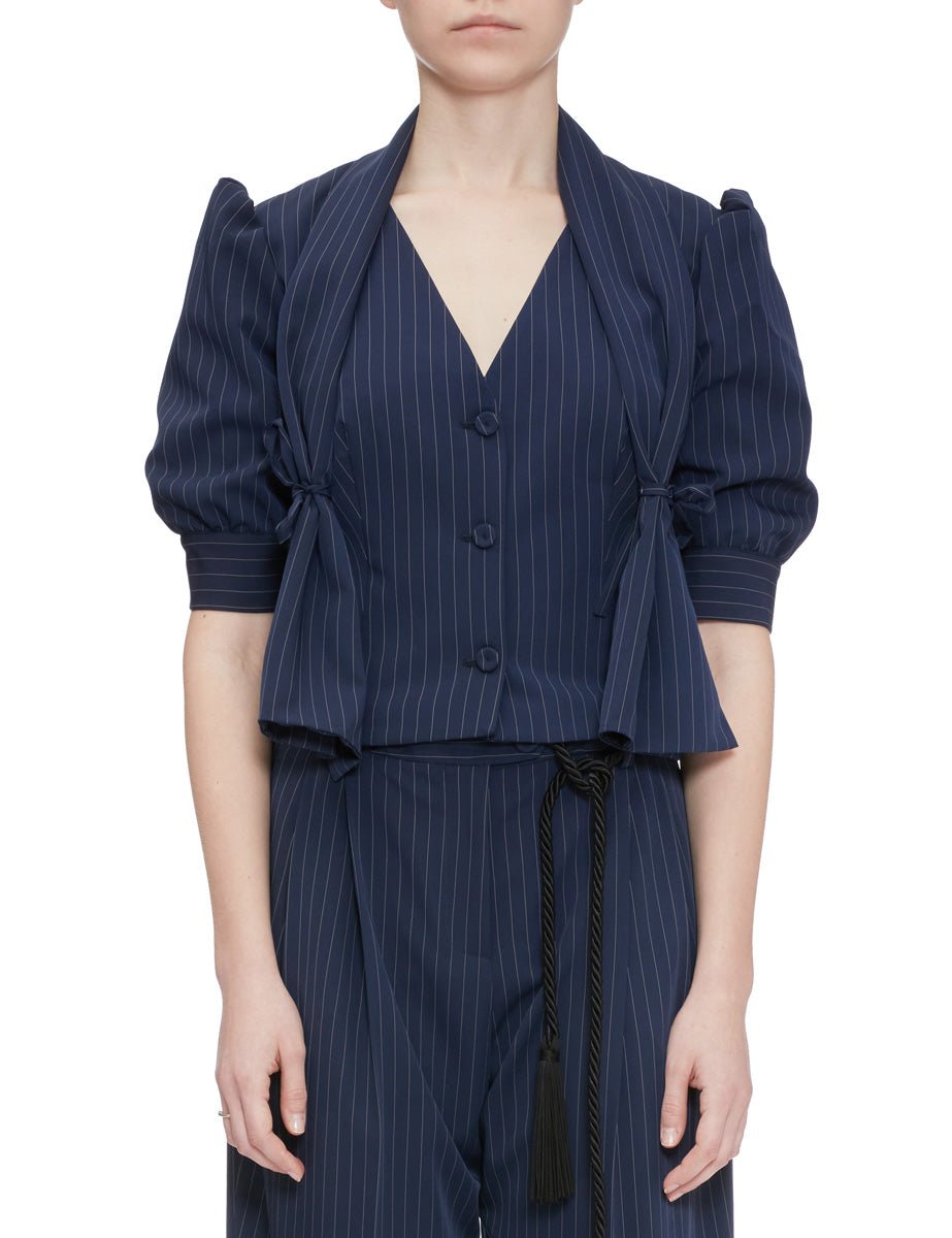 camicia manica sbuffo blu stripes - vivetta - camicia manica corta