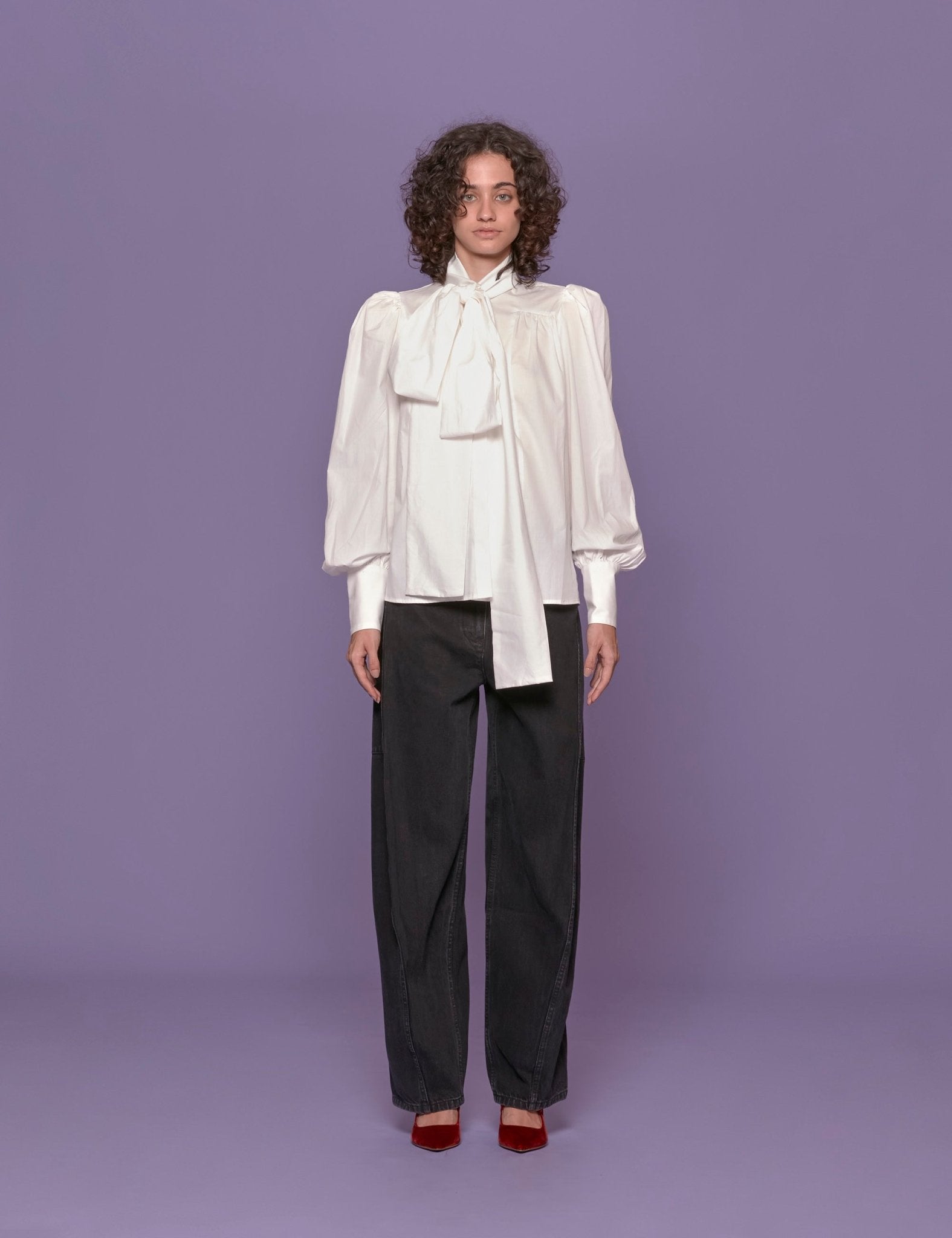 camicia maniche sbuffo bianco - the label edition - camicia manica lunga