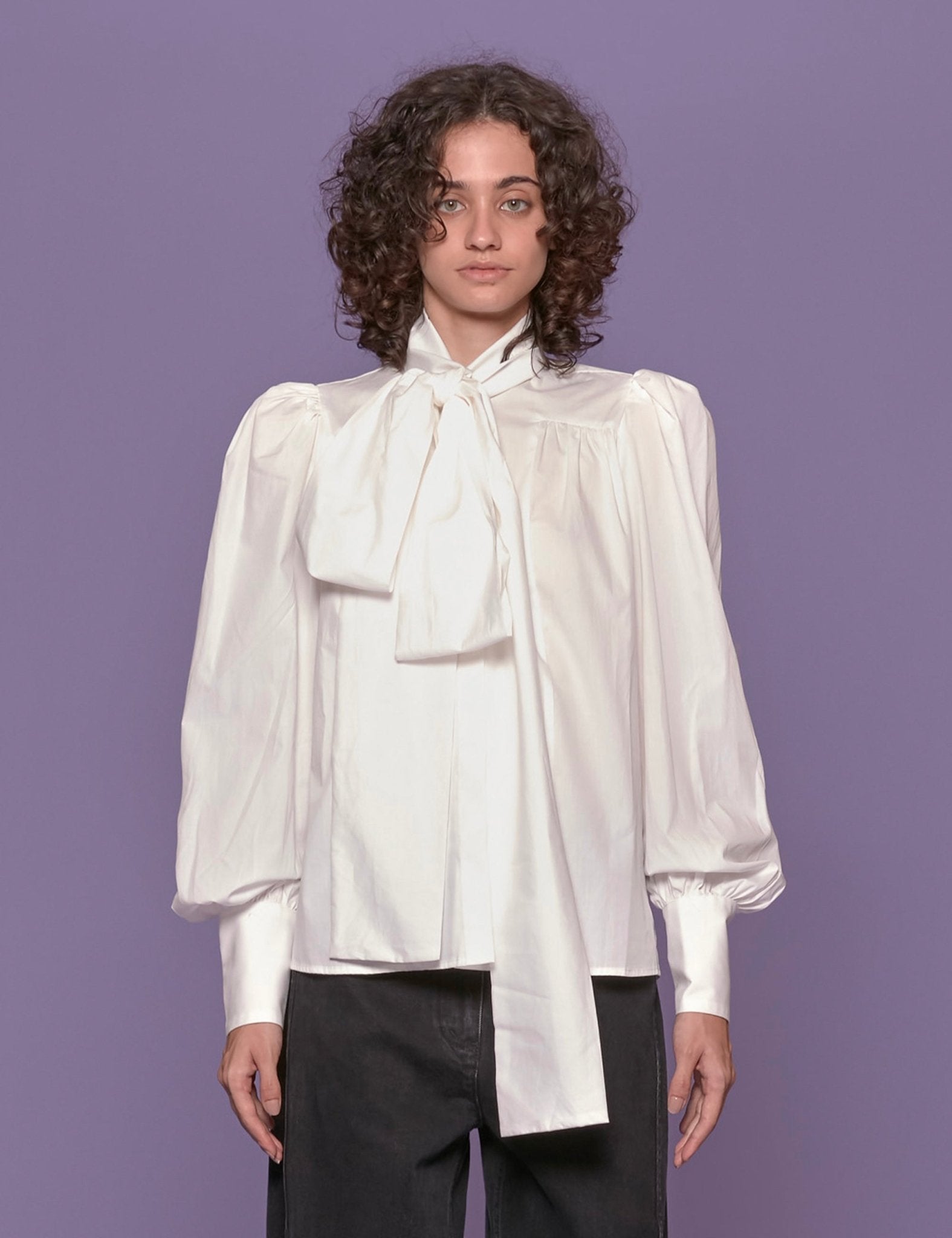 camicia maniche sbuffo bianco - the label edition - camicia manica lunga