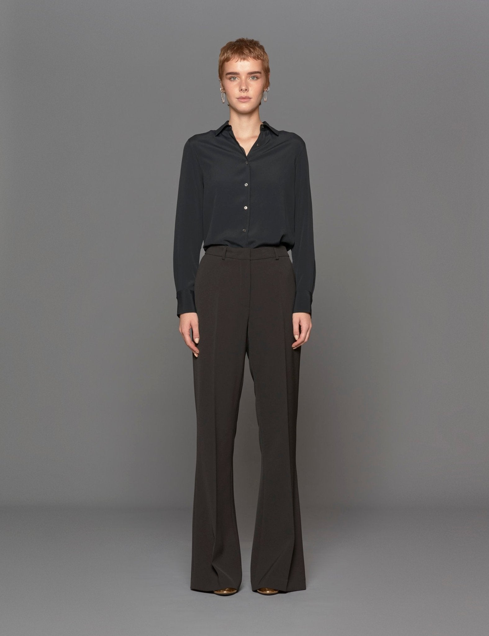 camicia misto seta blu scuro - blufrida - camicia manica lunga