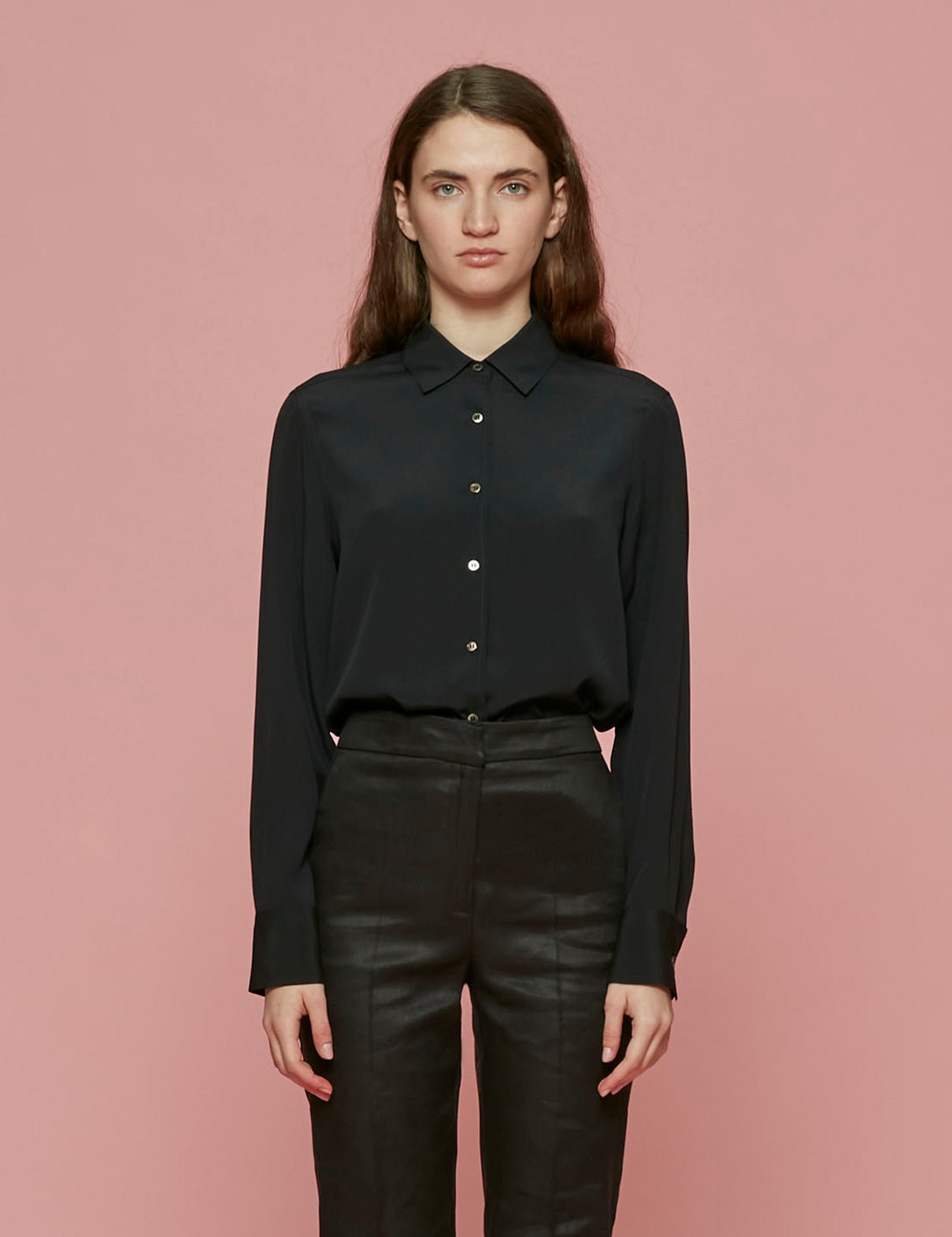 camicia misto seta nero - blufrida - camicia manica lunga