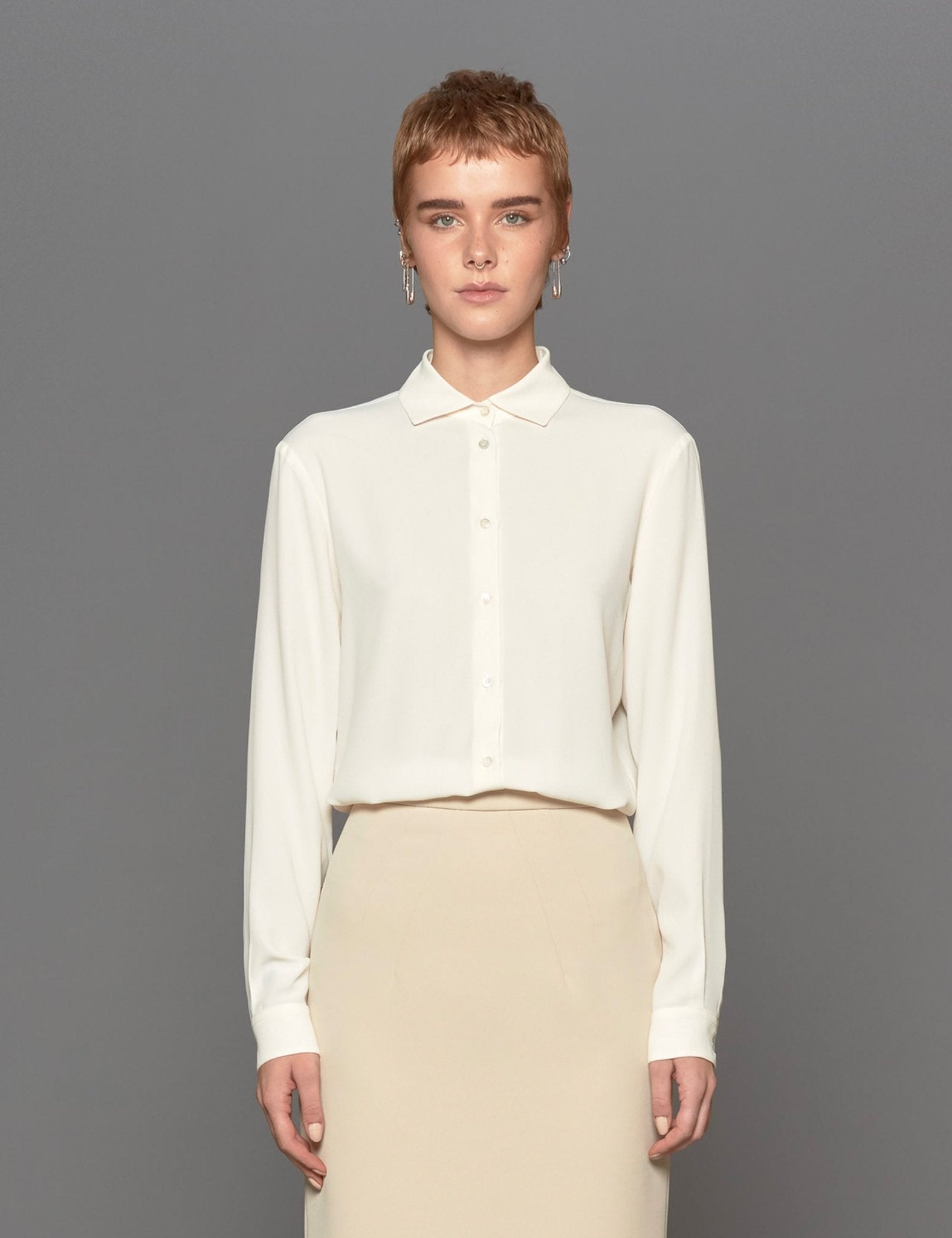 camicia misto seta pergamena - blufrida - camicia manica lunga