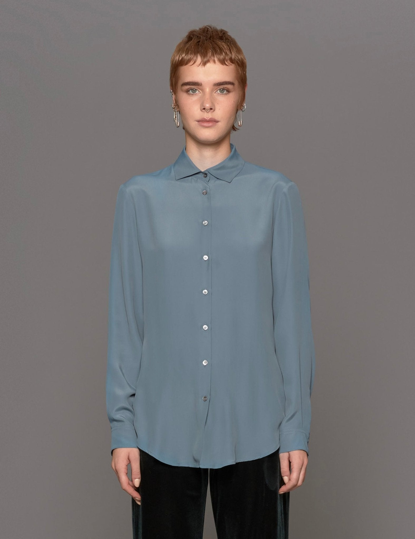 camicia misto seta polvere - blufrida - camicia manica lunga