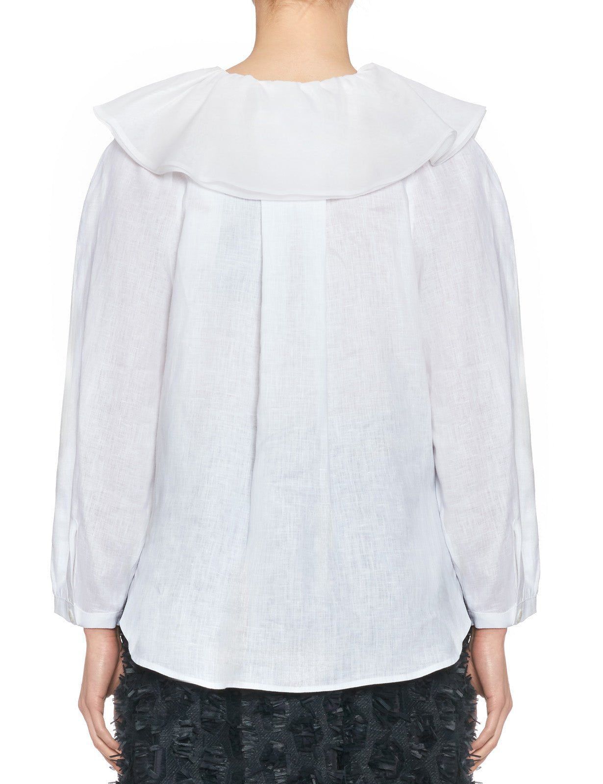 camicia motivo collo organza bianco - beatrice b - camicia manica lunga