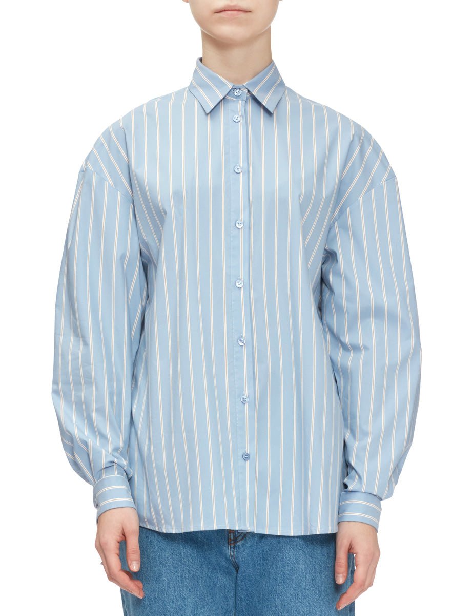 camicia over bastoncino bianco azzurro - stella jean - camicia manica lunga