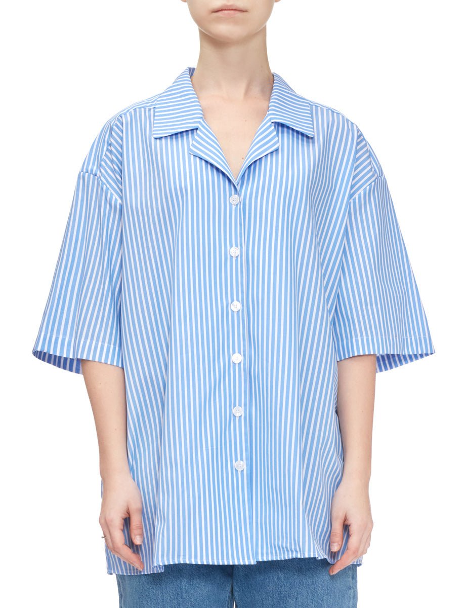 camicia over bastoncino bianco azzurro - stella jean - camicia manica lunga