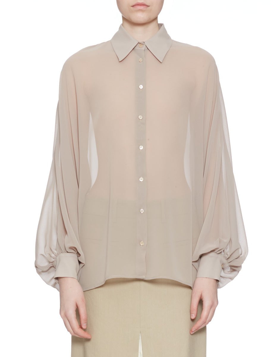 camicia over chiffon pietra - blufrida - camicia manica lunga