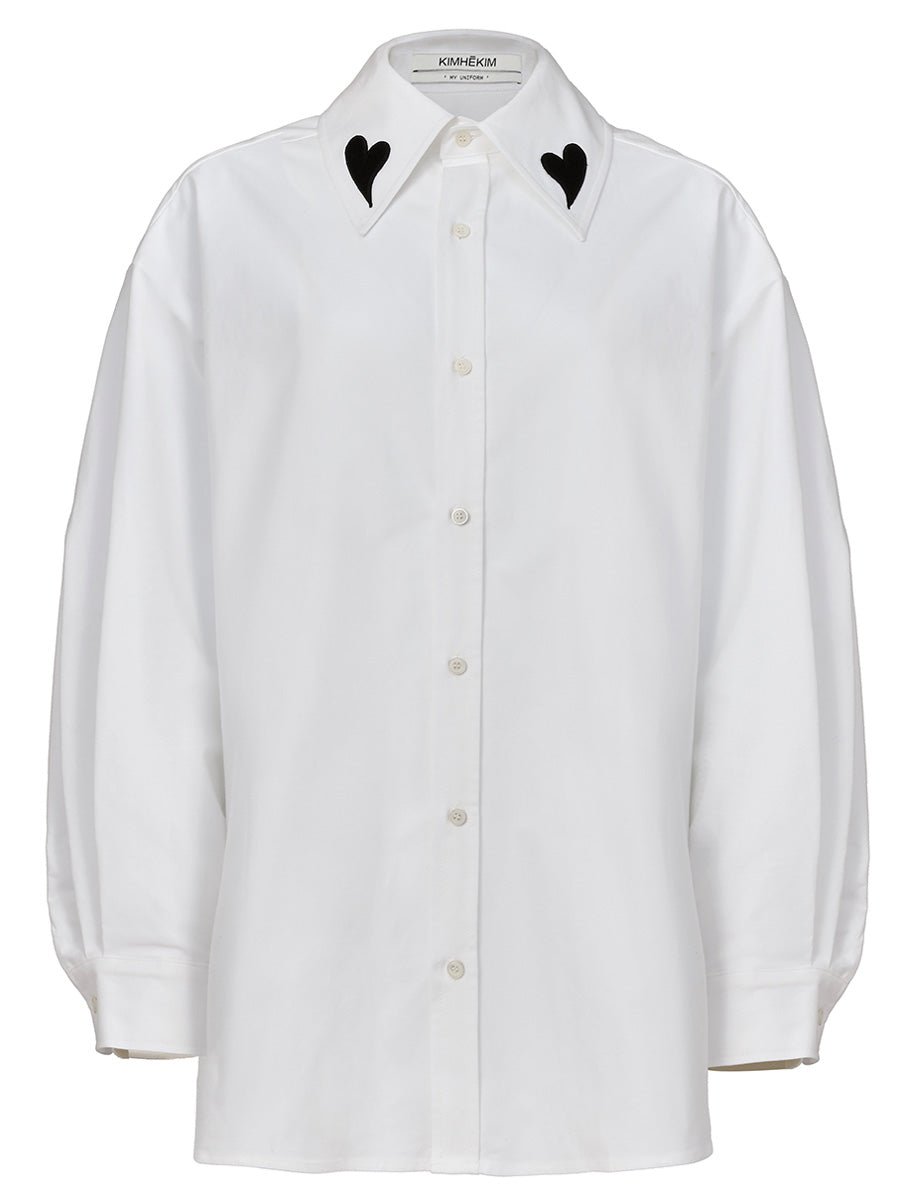 camicia over cuori white - kimhekim - camicia manica lunga