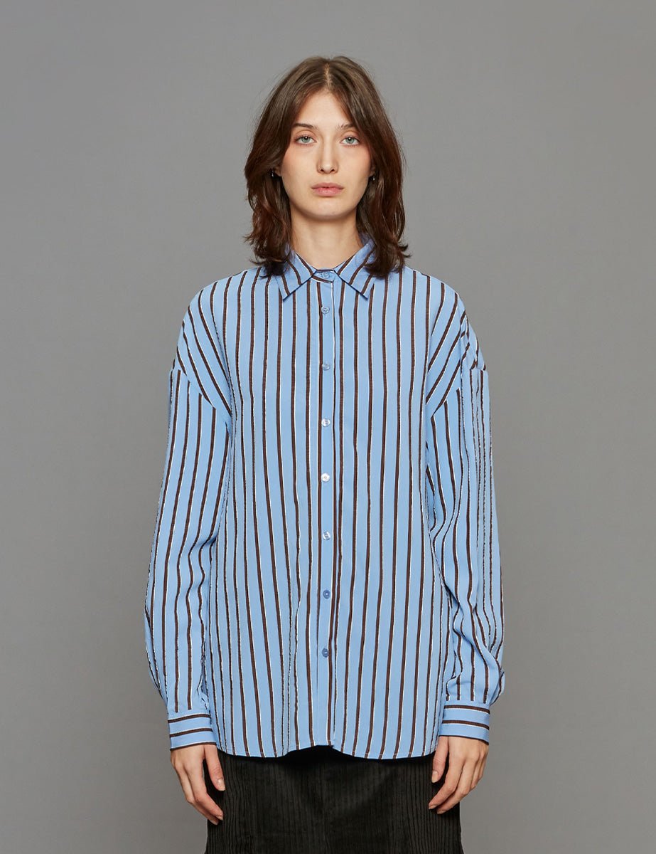 camicia over gessato azzurro moro - stella jean - camicia manica lunga