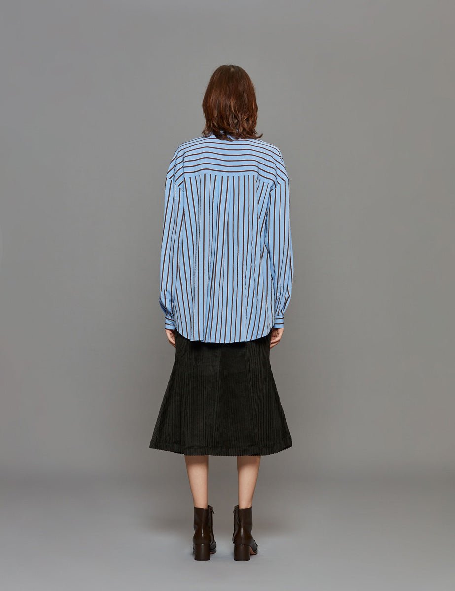 camicia over gessato azzurro moro - stella jean - camicia manica lunga