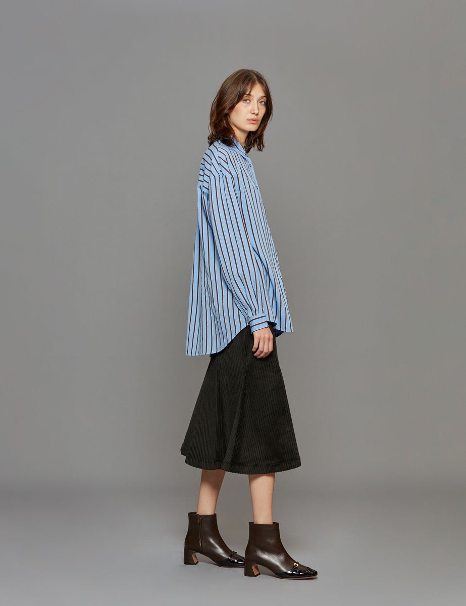 camicia over gessato azzurro moro - stella jean - camicia manica lunga